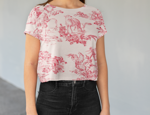 Women's Crop Top with All-over Red Pattern - Premium Cotton & Durable - Image 2