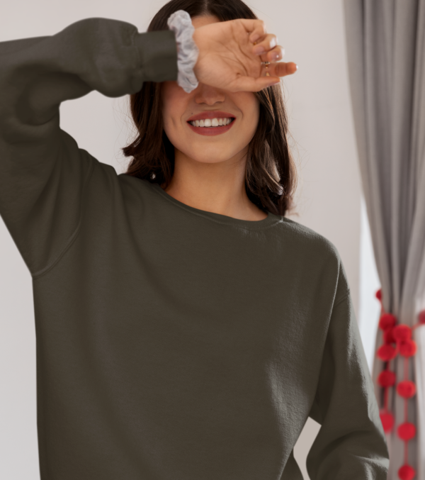 Women's Olive Green Sweatshirt with Motivational Back Print - Image 2