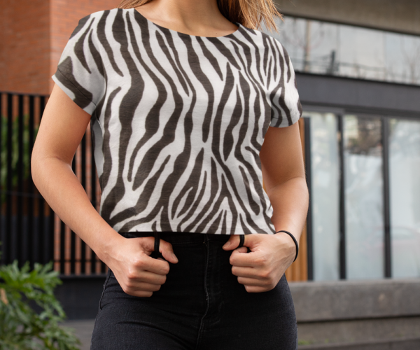 Women's Crop Top with All-over Zebra Pattern - Premium Cotton & Durable - Image 2