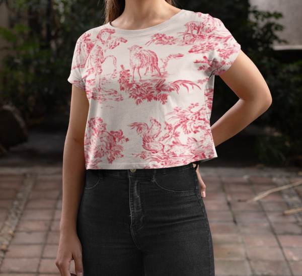 Women's Crop Top with All-over Red Pattern - Premium Cotton & Durable