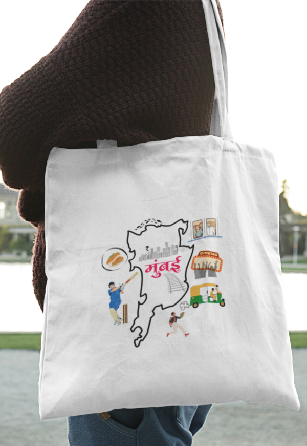 Mumbai Merch, Canvas Tote Bag - 100% Cotton, Zipper, Double Stitched