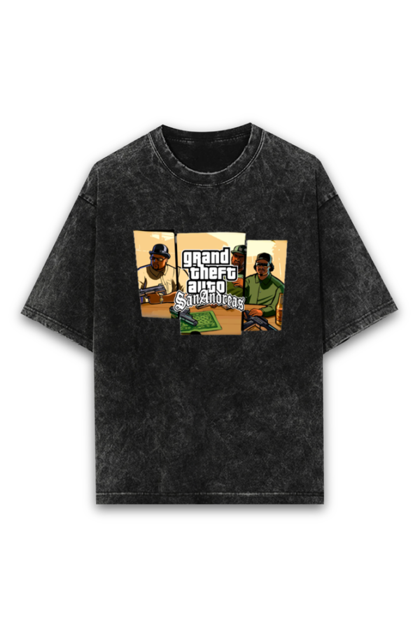 GTA San Andreas Acid Washed Oversized T-Shirt - 100% Cotton, Unisex Fit