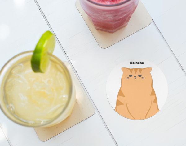 Glossy Coaster – Durable, Funny Cat, Fade-Proof Print - Image 2