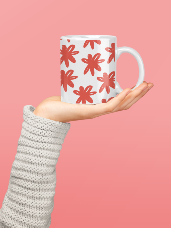 Red Flowers White Coffee Mug - 11 Oz Ceramic | Glossy, Fade-Proof & Eco-Friendly